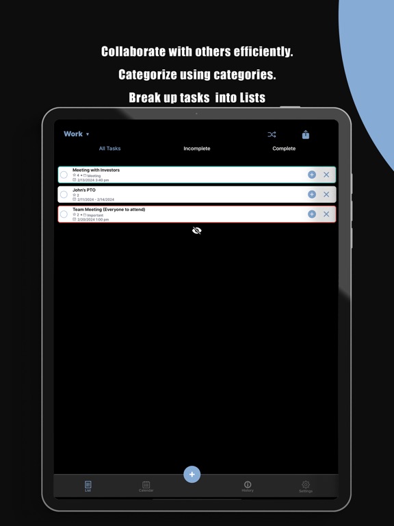 Priorityze iPad screenshot 3 - Productivity app
