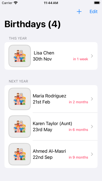 Screenshot #1 pour Simple Birthday Tracker Diary