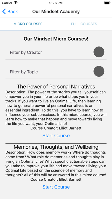 Our Mindset Screenshot