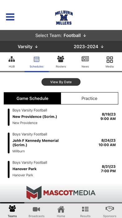 Millburn Millers Athletics Screenshot