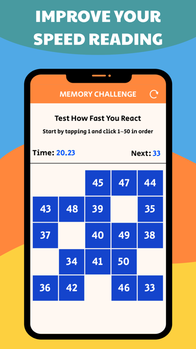 Memory Challenge: From 1 to 50 Screenshot
