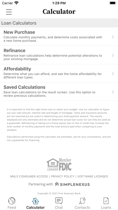First Seacoast Bank Mortgage Screenshot