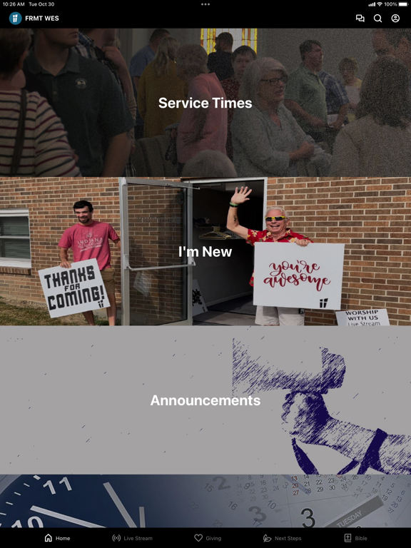 Fairmount Wesleyan Church iPad screenshot 1 - Education app