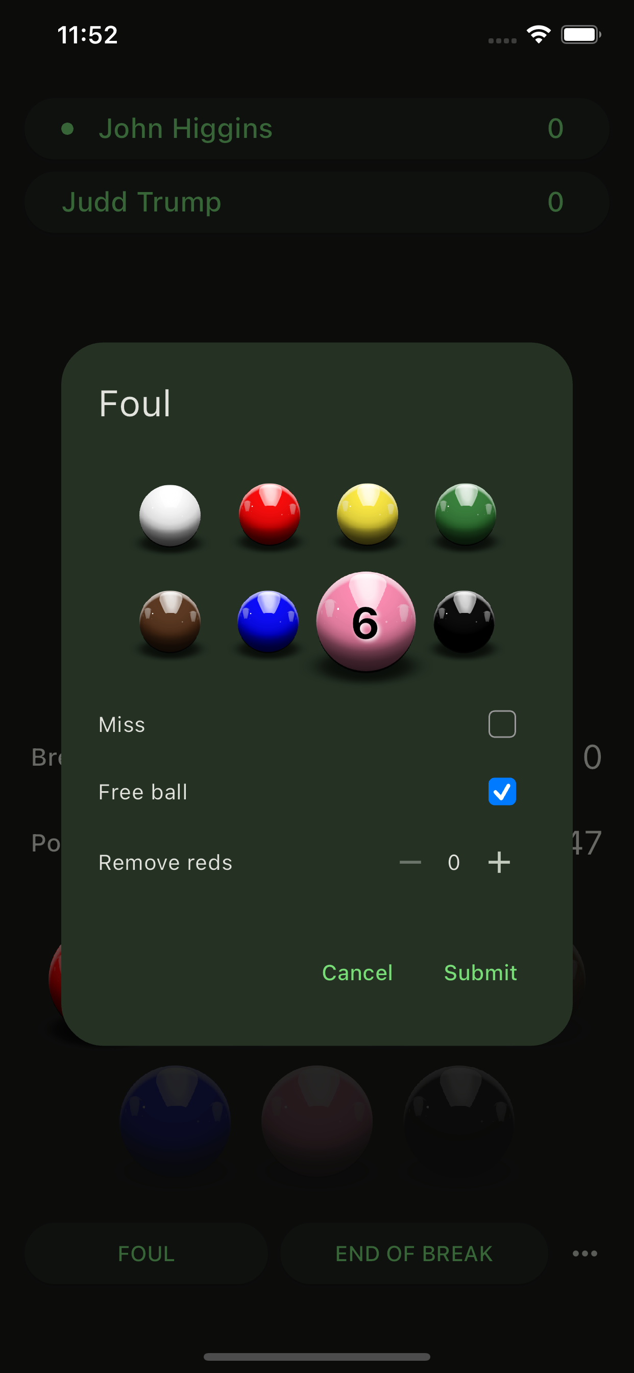 Snooker: Scoreboard
