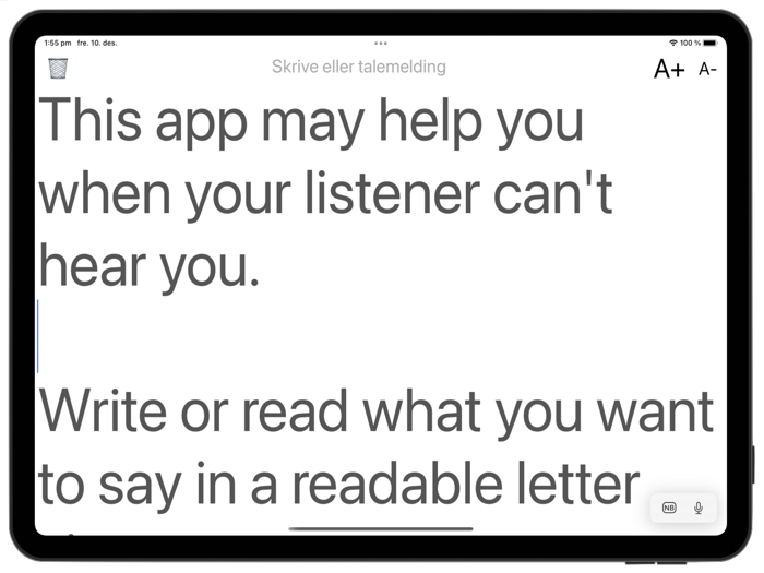 TextWriter for impaired people