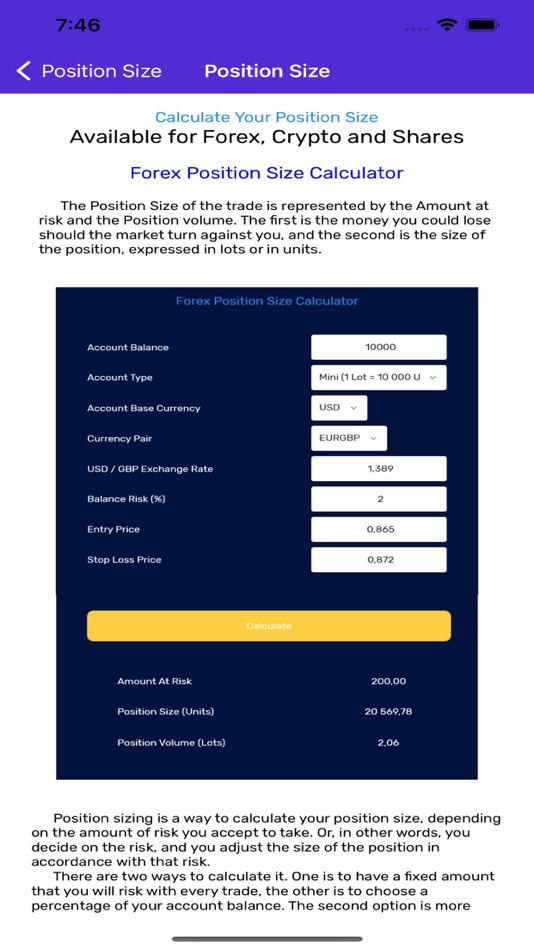 #6. STS Position Size Calculator (macOS) Podle: Smart Trading Software ltd