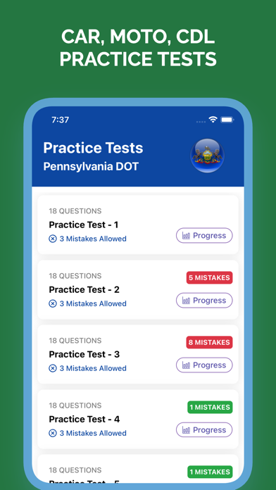 PennDOT PA DMV Permit Test Screenshot