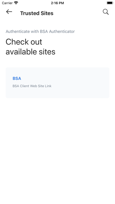 BSA Authenticator Screenshot