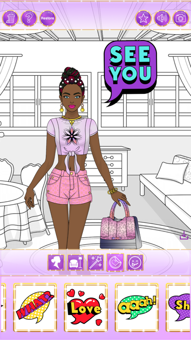 College Girl Coloring Dress Up Screenshot
