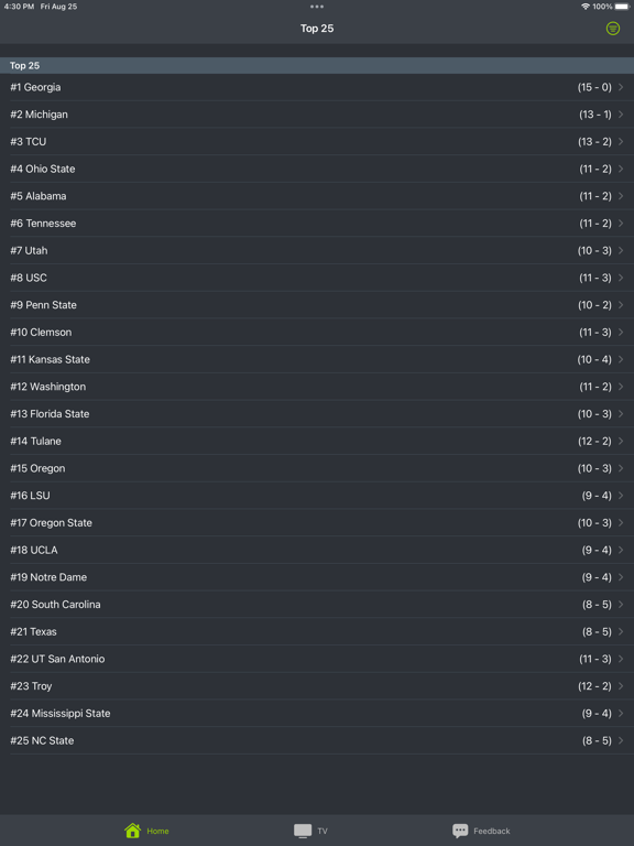SEC Football Scores and Radio iPad screenshot 7 - Sports app