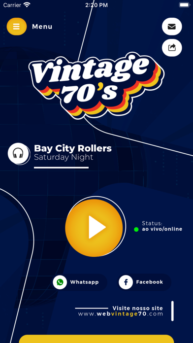 Vintage 70's Web Radio Screenshot