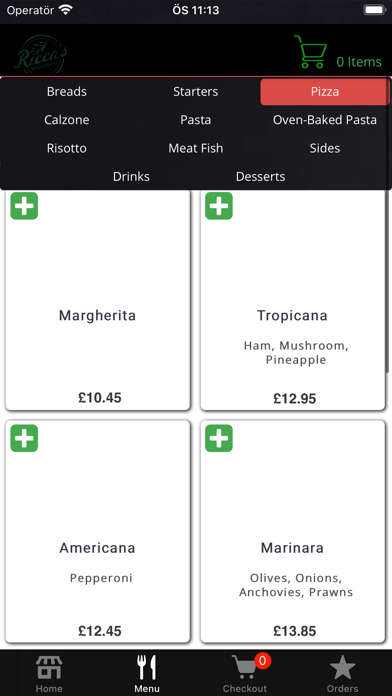 Riccas Restaurant Screenshot