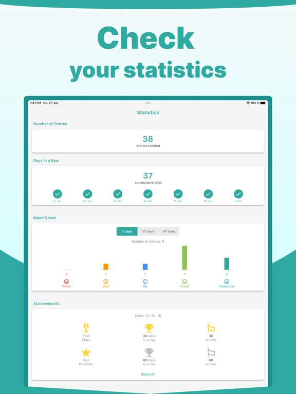Happy Mood Journal iPad screenshot 4 - Lifestyle app