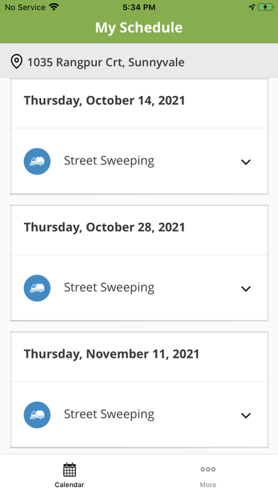 Sunnyvale Street Sweeping Screenshot