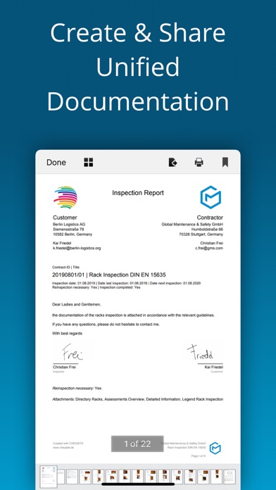Rack Inspection DIN EN 15635 Screenshot