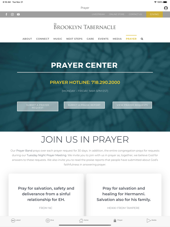 The Brooklyn Tabernacle App iPad screenshot 4 - Lifestyle app