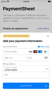 stripe paymentsheet showcase iphone screenshot 1