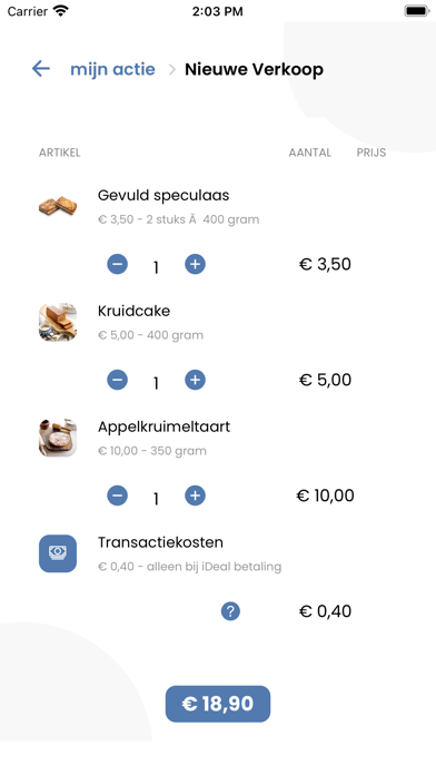 Clubkas-acties Screenshot