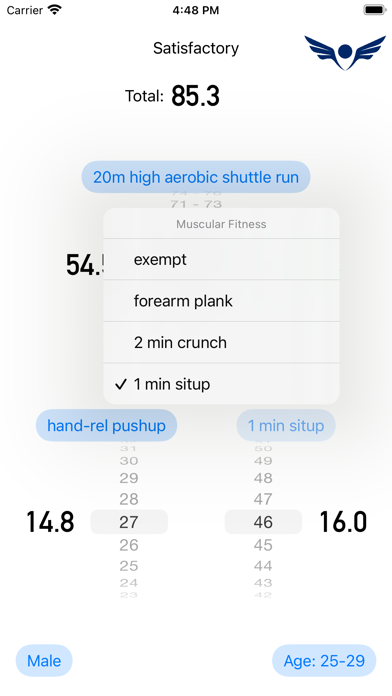 Air Force Fitness Testing Screenshot