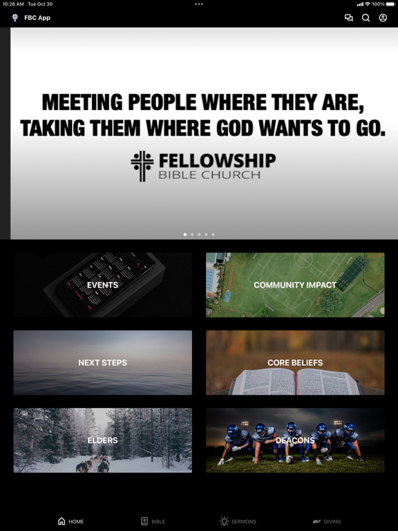 Fellowship Bible Church SC iPad screenshot 1 - Education app