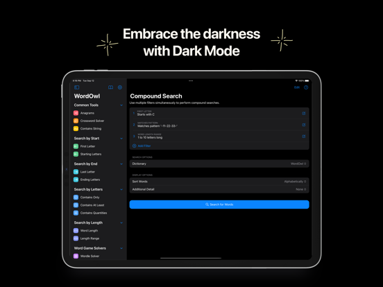 WordOwl: The Word Finder iPad screenshot 6 - Utilities app