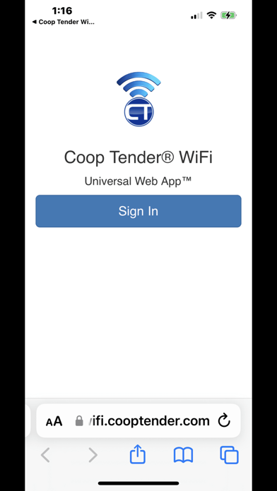 Coop Tender WiFi Setup Screenshot