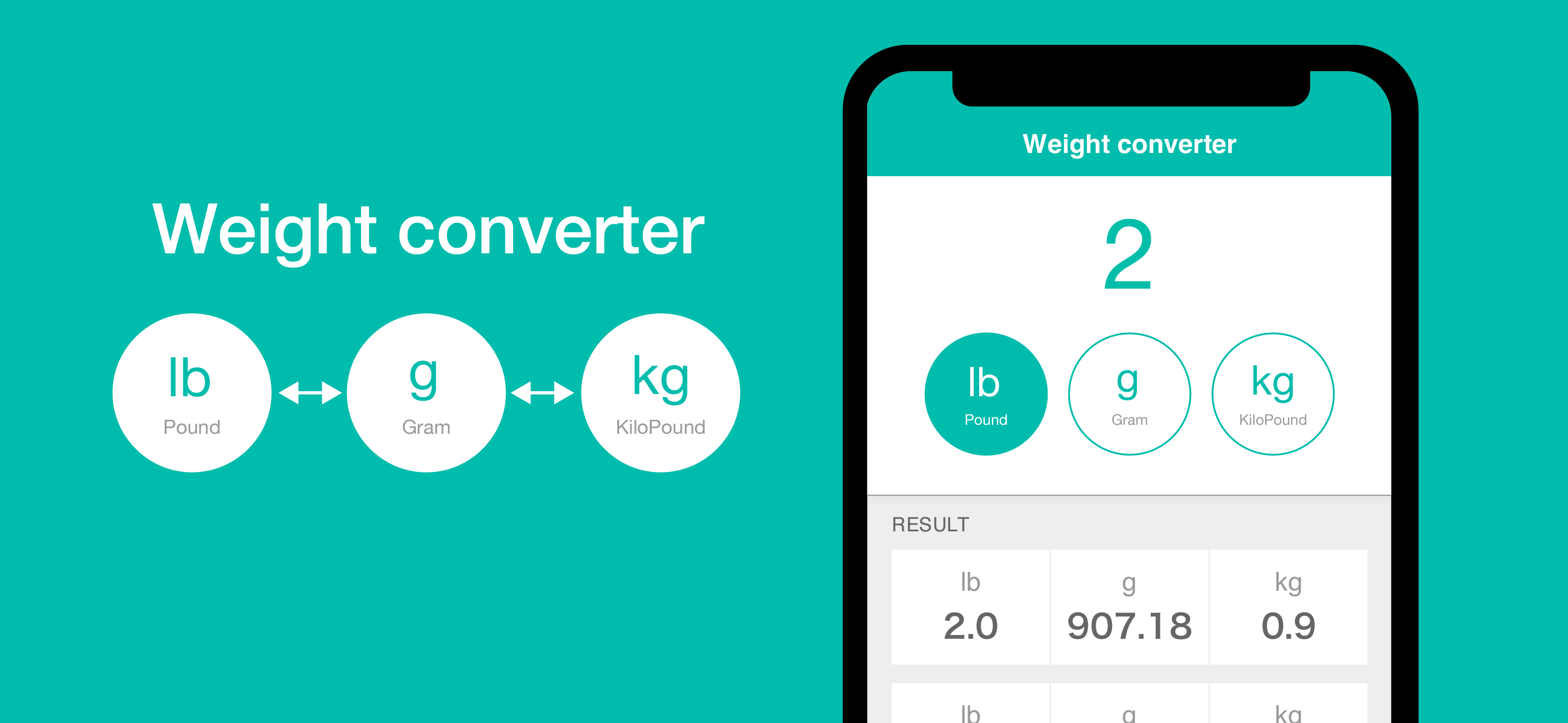 Weight Converter for lb,kg,g