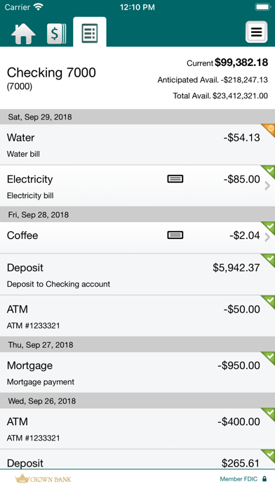 Crown Bank Business Mobile Screenshot