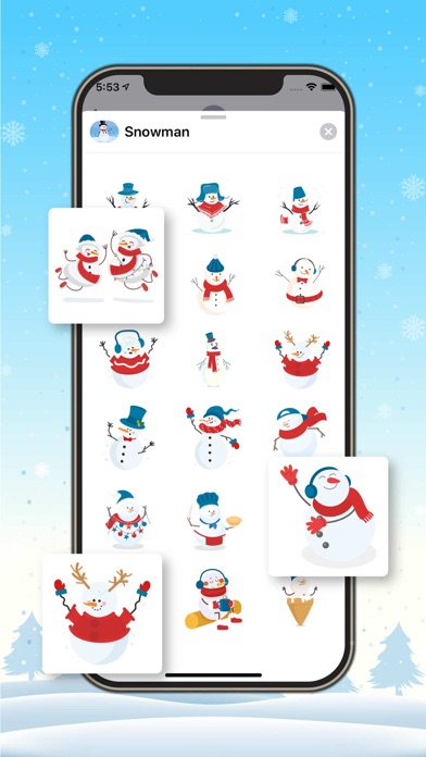 Funny Snowman Stickers. Screenshot