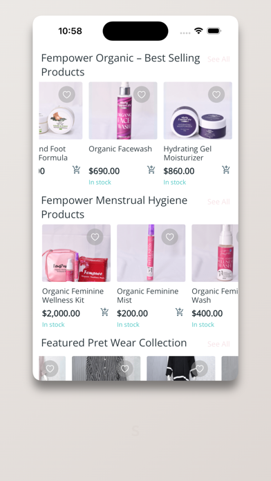 FemPowerMart eCommerce app Screenshot