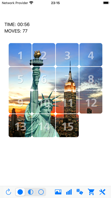 Fifteen sliding tiles puzzle Screenshot