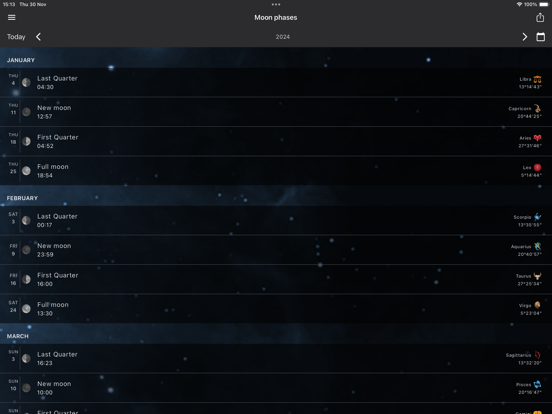 MoonWorx Lunar Calendar iPad app afbeelding 8