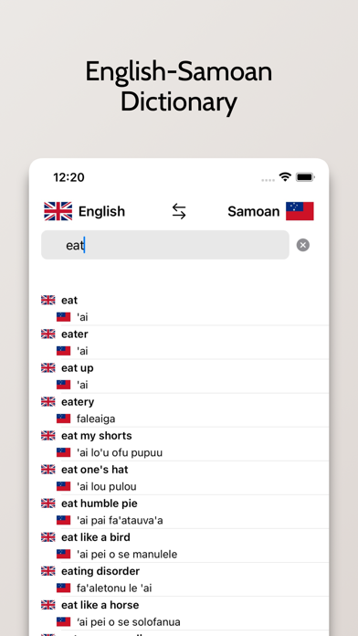 Samoan-English Dictionary Screenshot