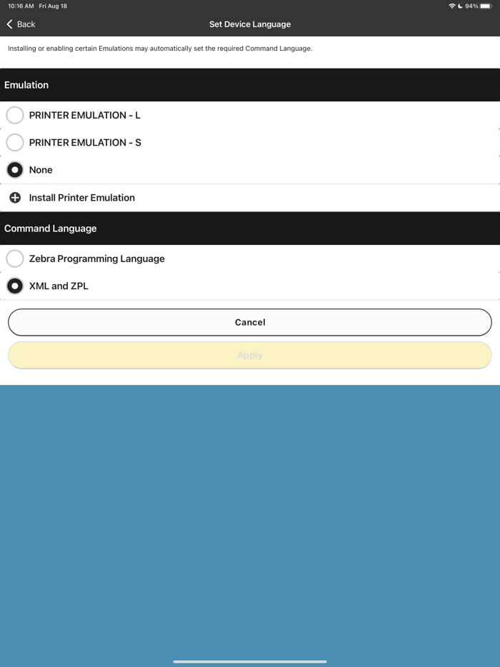 Zebra Printer Setup Utility