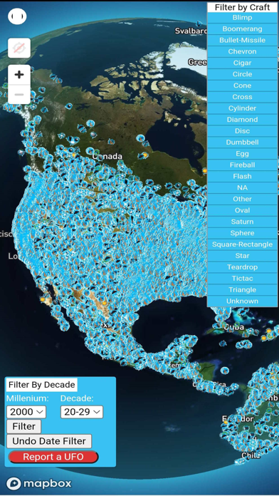 Screenshot #1 pour MUFON UFO Sightings Map