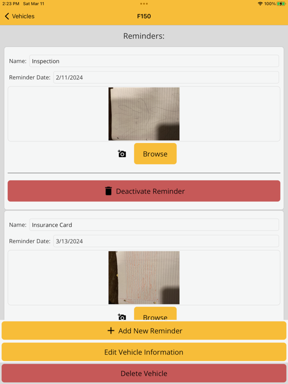 GloveBox Reminder iPad screenshot 3 - Productivity app