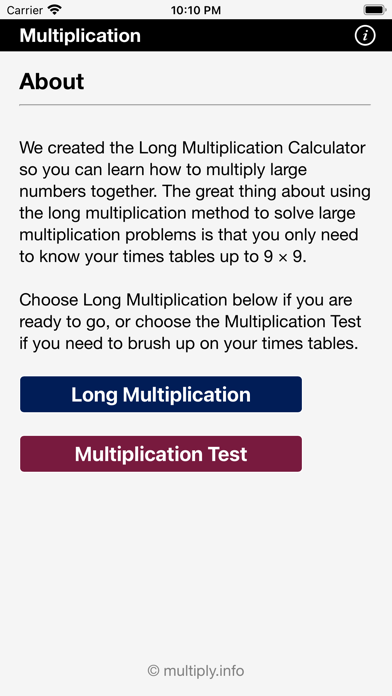 Long Multiplication Calculator Screenshot