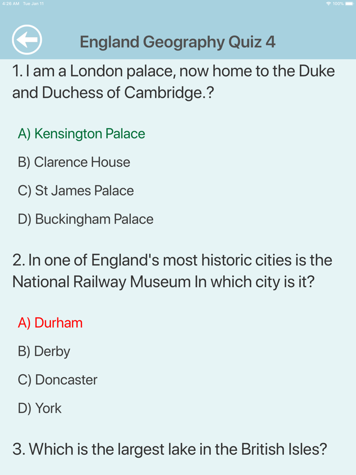 England Geography Quiz