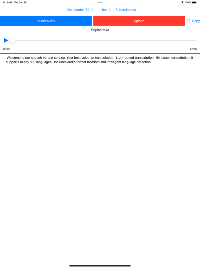 Transcribe  Speech To Text