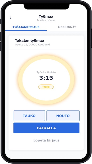 Tykki App työajanseuranta Screenshot