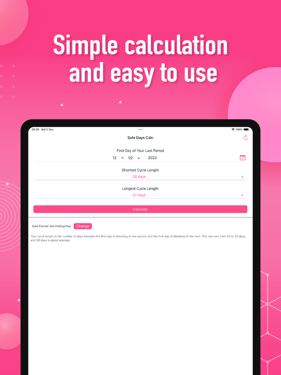 Safe Days Calculator - Control iPad screenshot 3 - Medical app