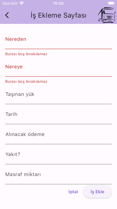 Nakliye Kaydı Screenshot