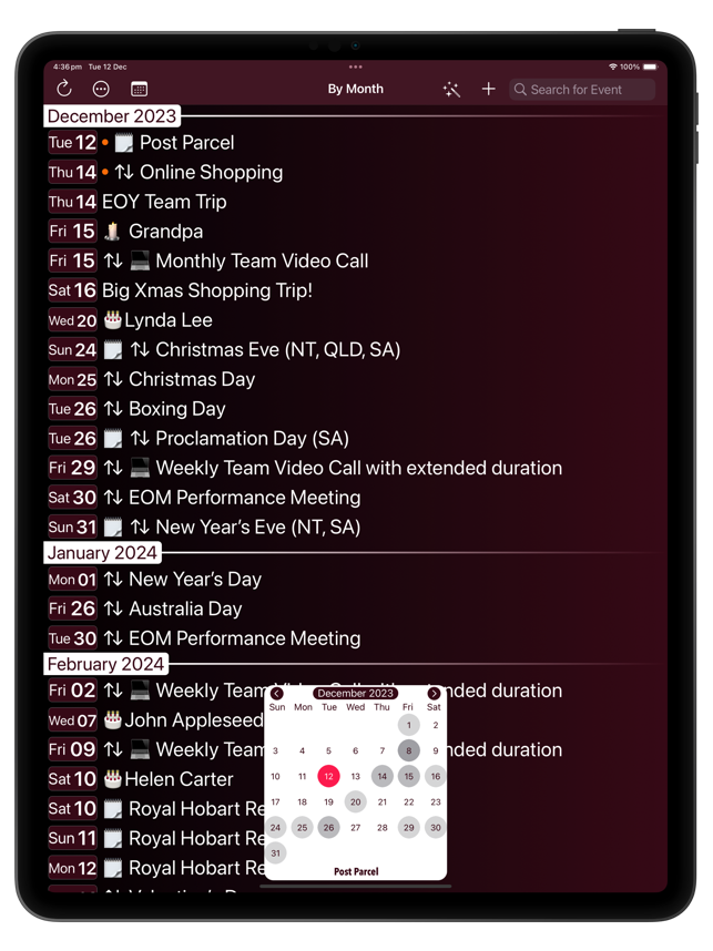 Снимак екрана за спајање календара и подсетника