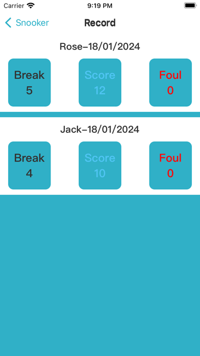 BilliardsScoreStatistics Screenshot