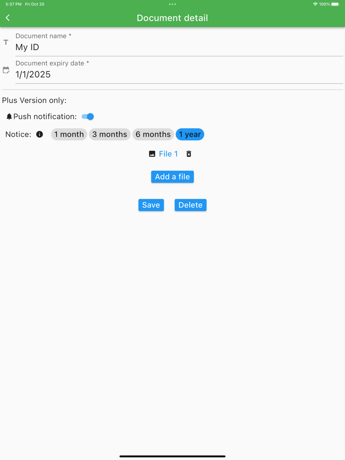 ExpiNotif Expiry schedule