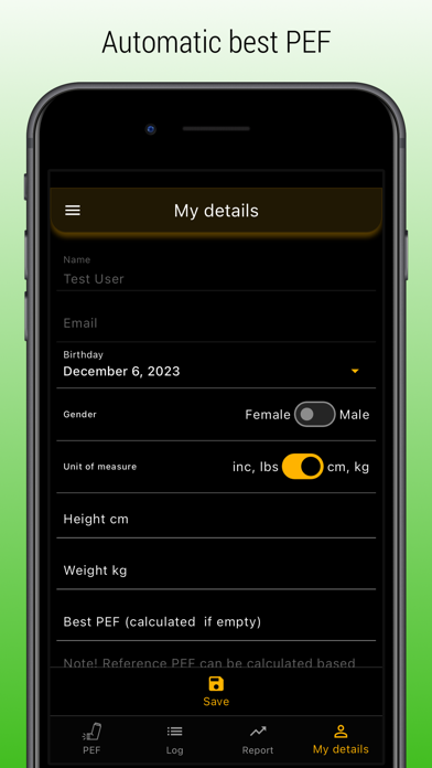 Peflog - asthma tracker Screenshot