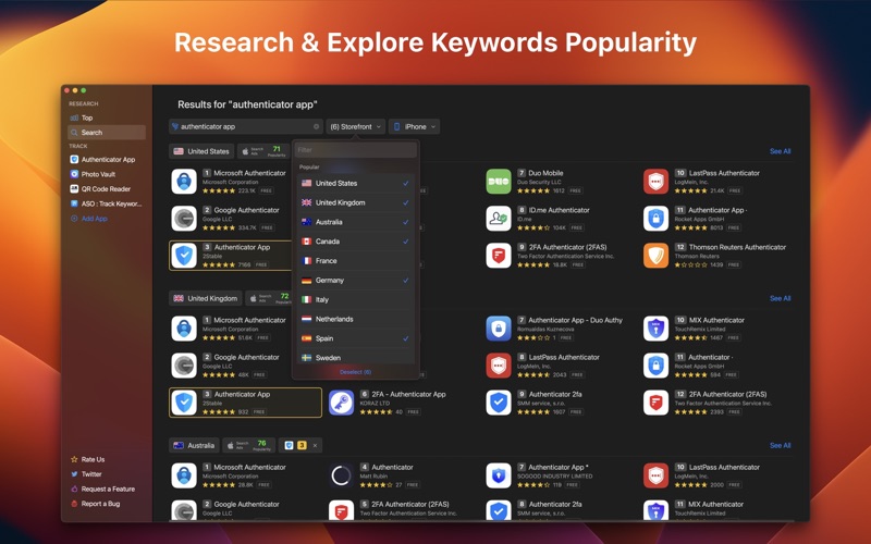 Screenshot #2 pour ASO : Track Keywords