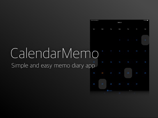 Easy to note :CalendarMemo iPad screenshot 1 - Lifestyle app