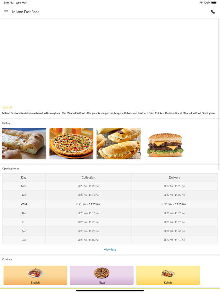 Milano Fast Food Birmingham