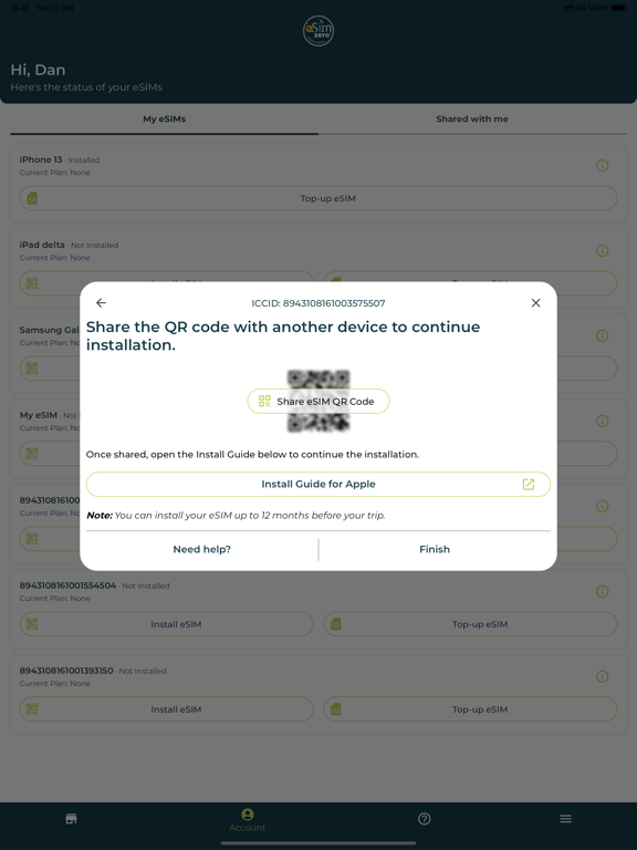 eSIMzero iPad screenshot 3 - Travel app